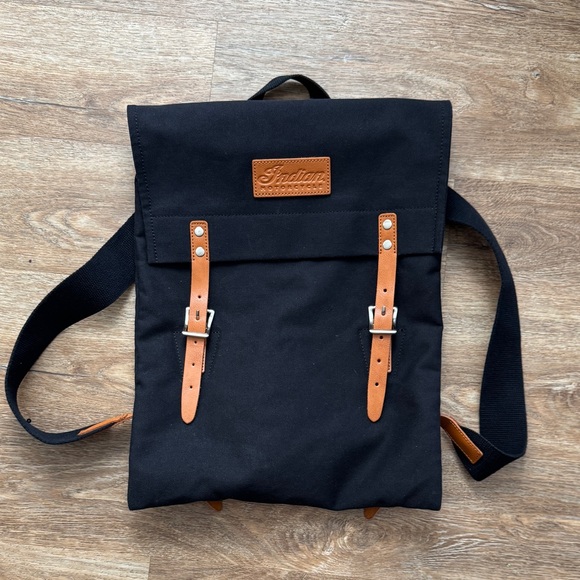 Indian Motorcycle Scout Bobber Canvas Leather Backpack - Picture 1 of 6